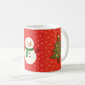 サンタとツリーと雪だるまのクリスマスマグ コーヒーマグカップ (正面右)