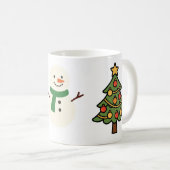 サンタとツリーと雪だるまのクリスマスマグ コーヒーマグカップ (正面右)