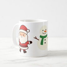サンタとツリーと雪だるまのクリスマスマグ