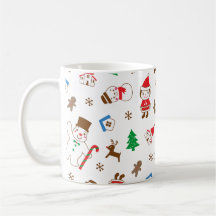 サンタとツリーのクリスマス柄 アイコン 嬉しいギフト マグカップ