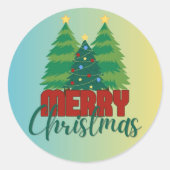 サンタとツリーの魔法 - クリスマスステッカーと招待状 ラウンドシール (正面)