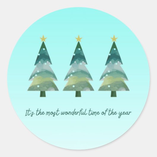 サンタとツリーの魔法 - クリスマスステッカーと招待状 ラウンドシール (正面)
