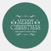 サンタとツリーの魔法 – クリスマスステッカーと招待状 ラウンドシール (正面)