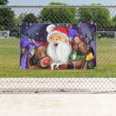 サンタとトナカイおもしろいズクリスマスバナー 横断幕 (インサイチュ)