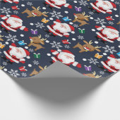 サンタとトナカイお気に入りのの柄 ラッピングペーパー (角)