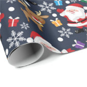 サンタとトナカイお気に入りのの柄 ラッピングペーパー (ロールコーナー)