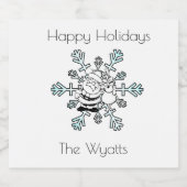 サンタとトナカイお気に入りのの雪片 ビールラベル (シングルラベル)