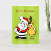 サンタとトナカイかわいいクリスマスカード シーズンカード (正面)