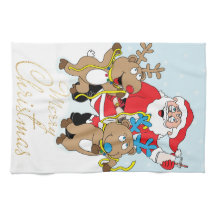 サンタとトナカイがクリスマスを祝う