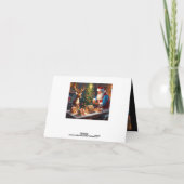 サンタとトナカイがジンジャーハウスを作る カード (裏面)