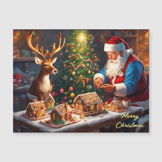 サンタとトナカイがジンジャーパンの家を作る (正面)