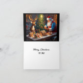 サンタとトナカイがジンジャーパンの家を作る カード (内部)