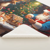 サンタとトナカイがジンジャーパンの家を作る シェルパブランケット (3/4)