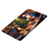 サンタとトナカイがジンジャーパンの家を作る マグネット (左側)