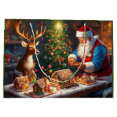 サンタとトナカイがジンジャーパンの家を作る ラージペーパーバッグ (裏面)