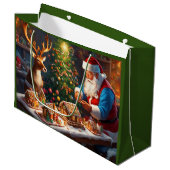 サンタとトナカイがジンジャーパンの家を作る ラージペーパーバッグ (正面アングル)