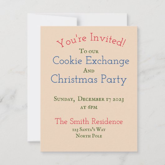 サンタとトナカイがジンジャーパンの家を作る 招待状 (裏面)