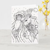 サンタとトナカイが自分のクリスマスを彩る カード (黄色い花)