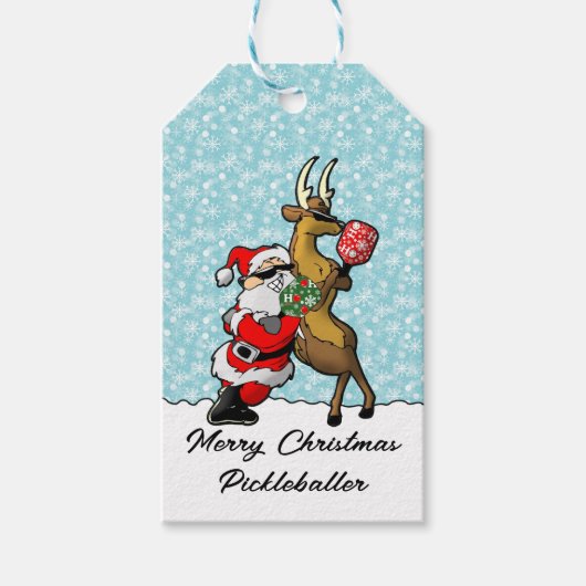 サンタとトナカイが舞う ギフトタグ (正面)