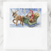 サンタとトナカイそりのシール 長方形シール (バッグ)