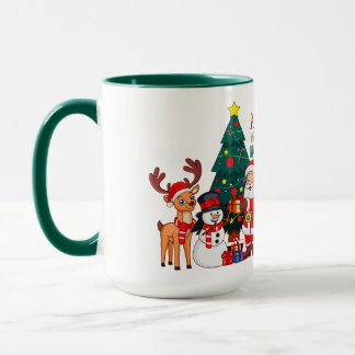 サンタとトナカイと雪だるまのクリスマスマグカップ マグカップ