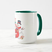 サンタとトナカイと雪だるまのクリスマスマグカップ マグカップ (正面右)
