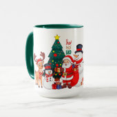サンタとトナカイと雪だるまのクリスマスマグカップ マグカップ (正面左)