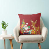 サンタとトナカイによるクリスマスツリーとプレゼント クッション (椅子)
