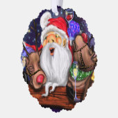 サンタとトナカイのおもしろいクリスマスオーナメントカード オーナメントカード (左)