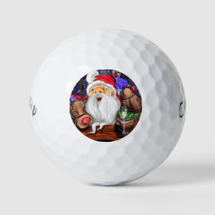 サンタとトナカイのおもしろいクリスマスゴルフボール ゴルフボール