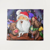 サンタとトナカイのおもしろいクリスマスタペストリー タペストリー (正面(横))