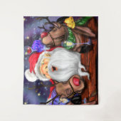 サンタとトナカイのおもしろいクリスマスタペストリー タペストリー (正面)