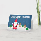 サンタとトナカイのためのクリスマス シーズンカード (正面)