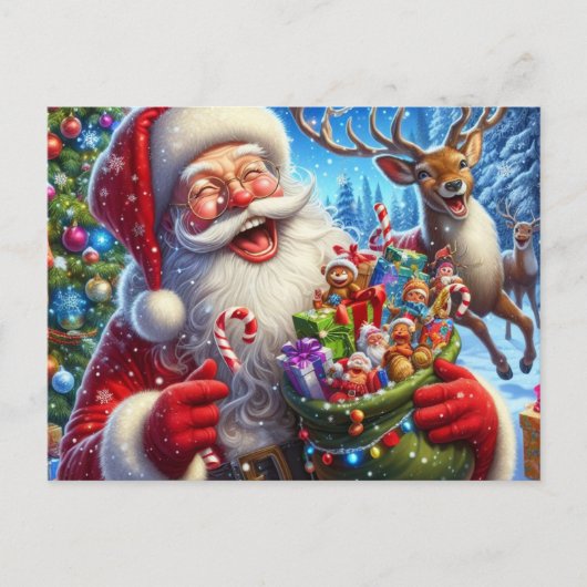 サンタとトナカイのはがき シーズンポストカード (正面)