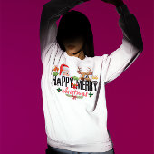 サンタとトナカイのクリスマスおもしろい スウェットシャツ