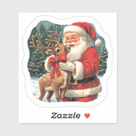 サンタとトナカイのクリスマスの喜び シール (シート)