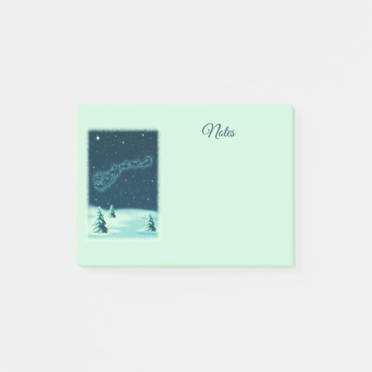 サンタとトナカイのクリスマスの夜空 ポストイット (正面)