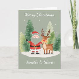 サンタとトナカイのクリスマスカード カード