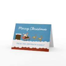 サンタとトナカイのクリスマスカード