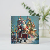 サンタとトナカイのクリスマスグリーティングカード (スタンド正面)