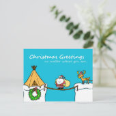 サンタとトナカイのクリスマスグリーティングポストカード シーズンポストカード (スタンド正面)