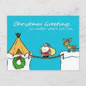 サンタとトナカイのクリスマスグリーティングポストカード シーズンポストカード (正面)
