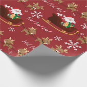 サンタとトナカイのクリスマスパターン ラッピングペーパー (角)