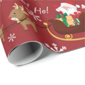 サンタとトナカイのクリスマスパターン ラッピングペーパー (ロールコーナー)