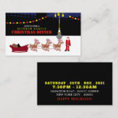 サンタとトナカイのクリスマスパーティー招待券 エンクロージャーカード (正面/裏面)