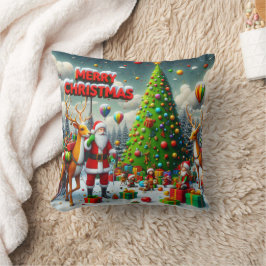 サンタとトナカイのクリスマスパーティー クッション