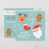 サンタとトナカイのクリスマスパーティー 招待状 (正面/裏面)