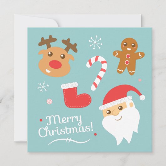 サンタとトナカイのクリスマスパーティー 招待状 (正面)