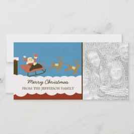サンタとトナカイのクリスマスフォトカード シーズンカード