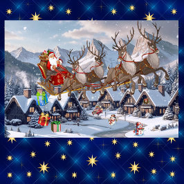 サンタとトナカイのクリスマスプレゼント3 ラッピングペーパーシート